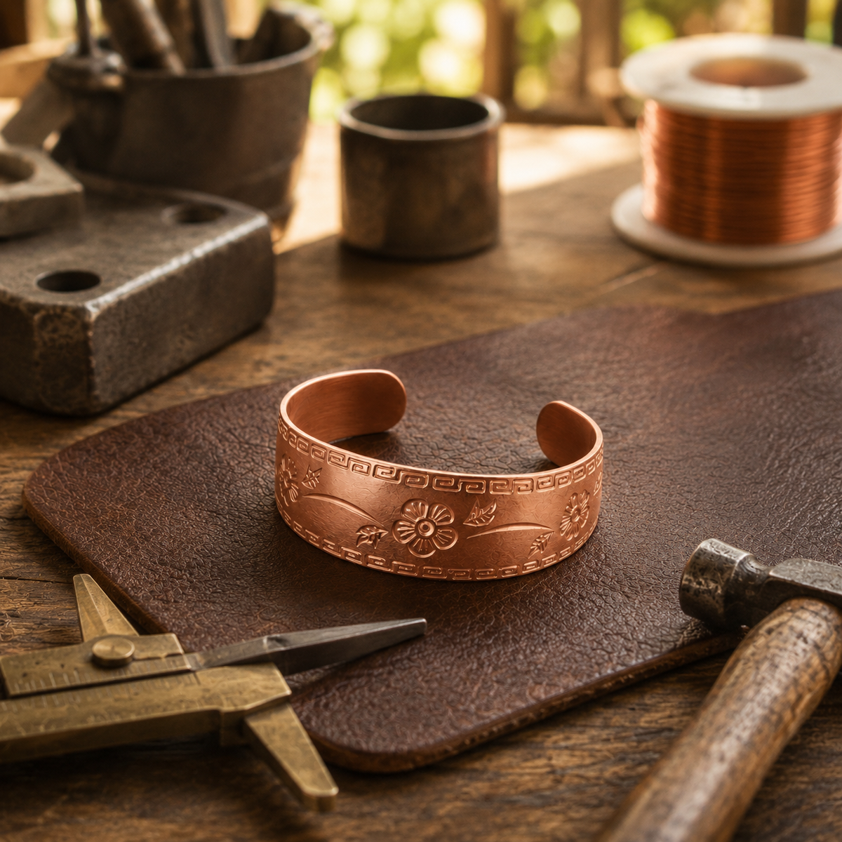 Della's Fret Copper Bracelet