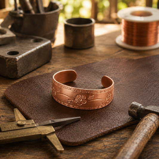 Della's Fret Copper Bracelet