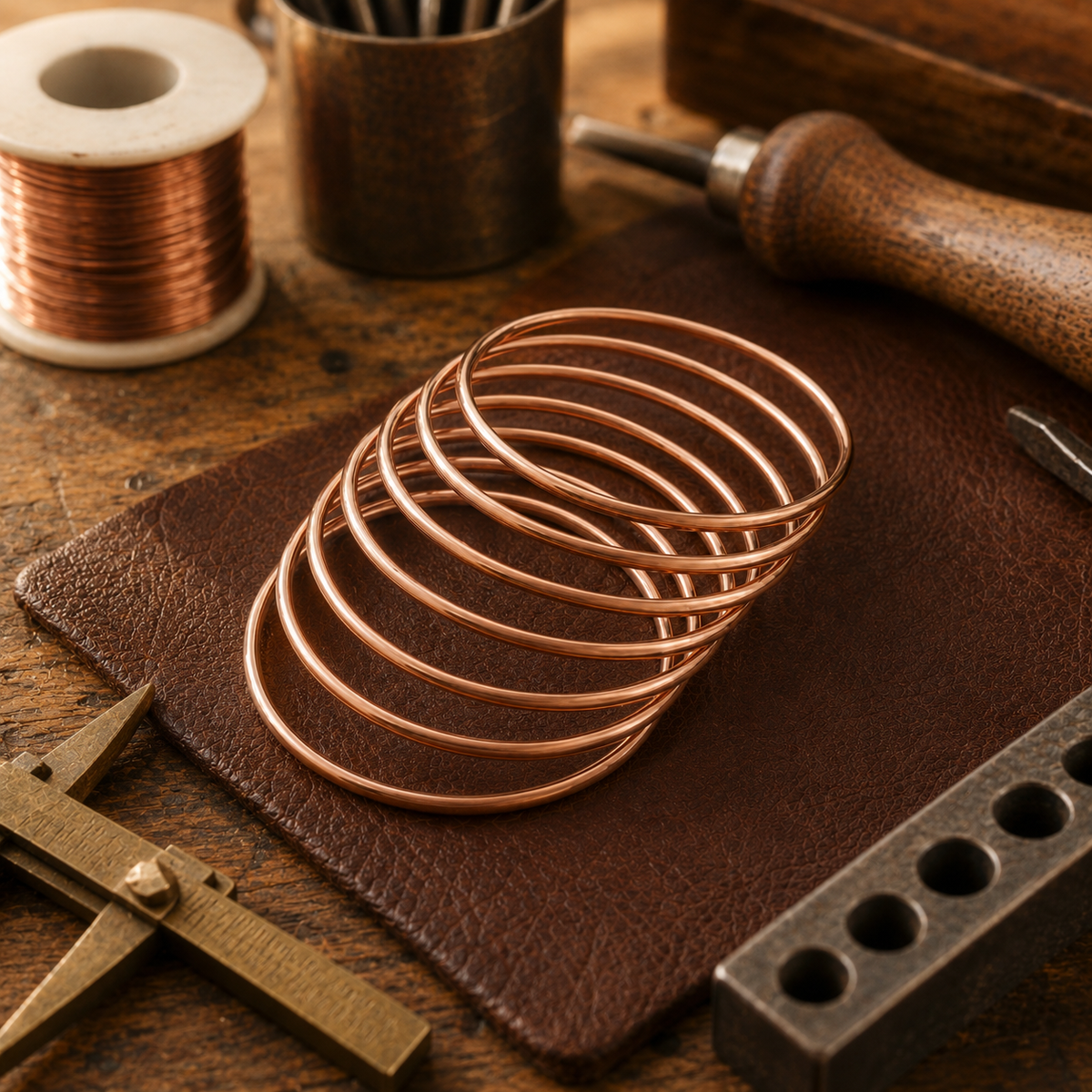 Della's Plain Copper Bangle Set