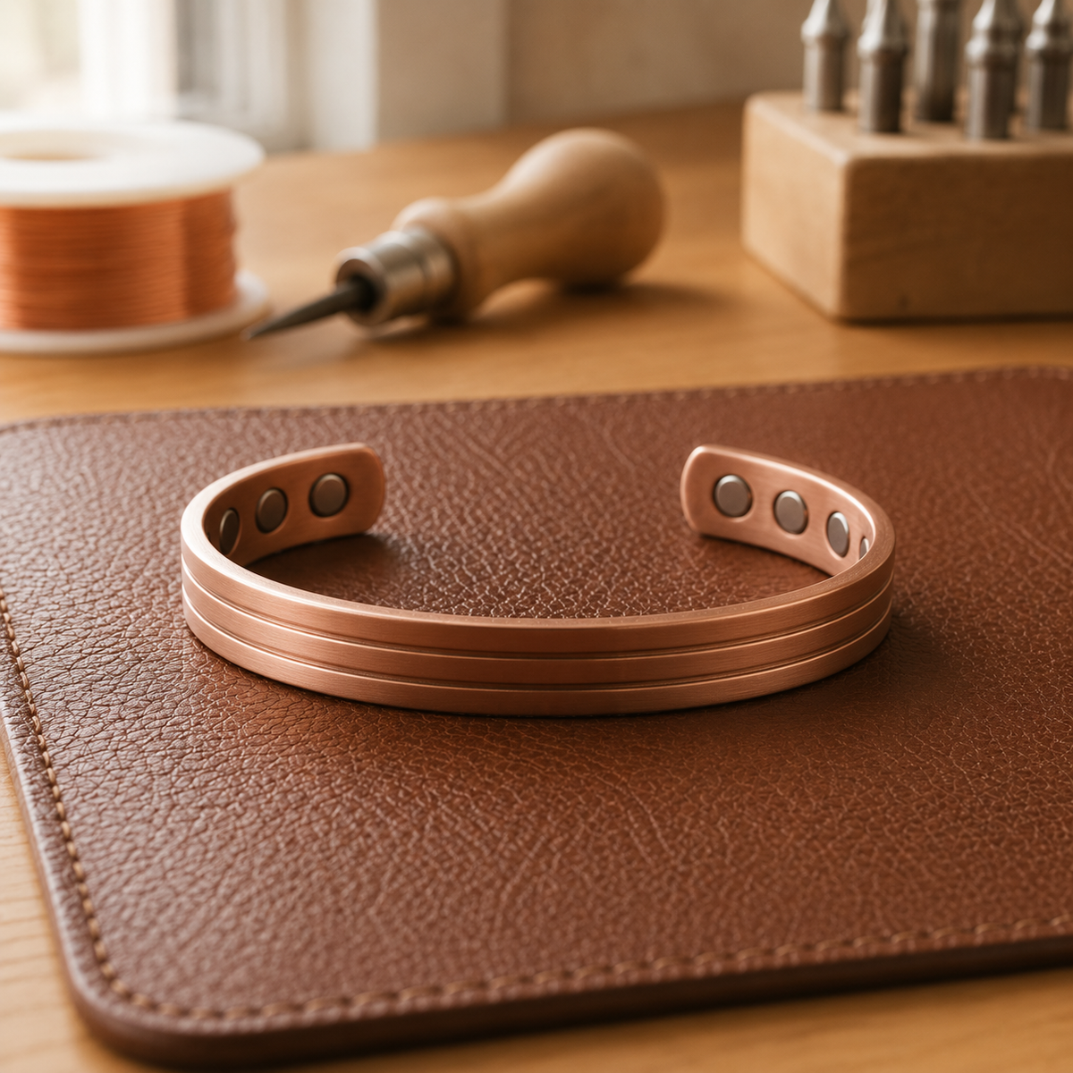 Della's Ribbed Copper Bracelet
