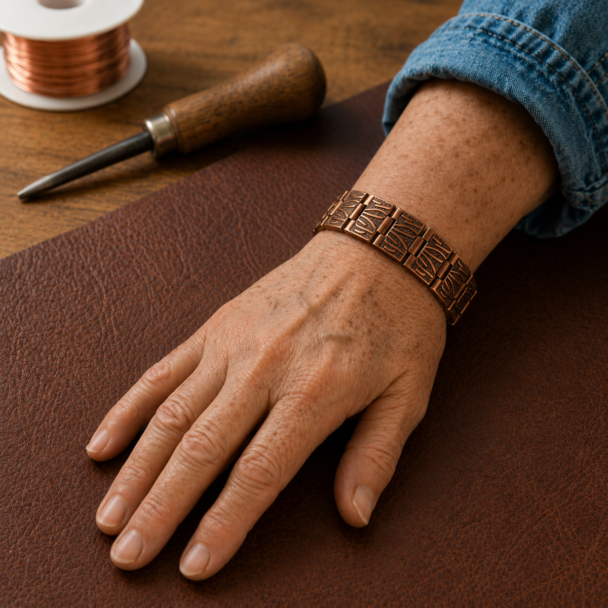 Della's Brogue Men's Copper Bracelet
