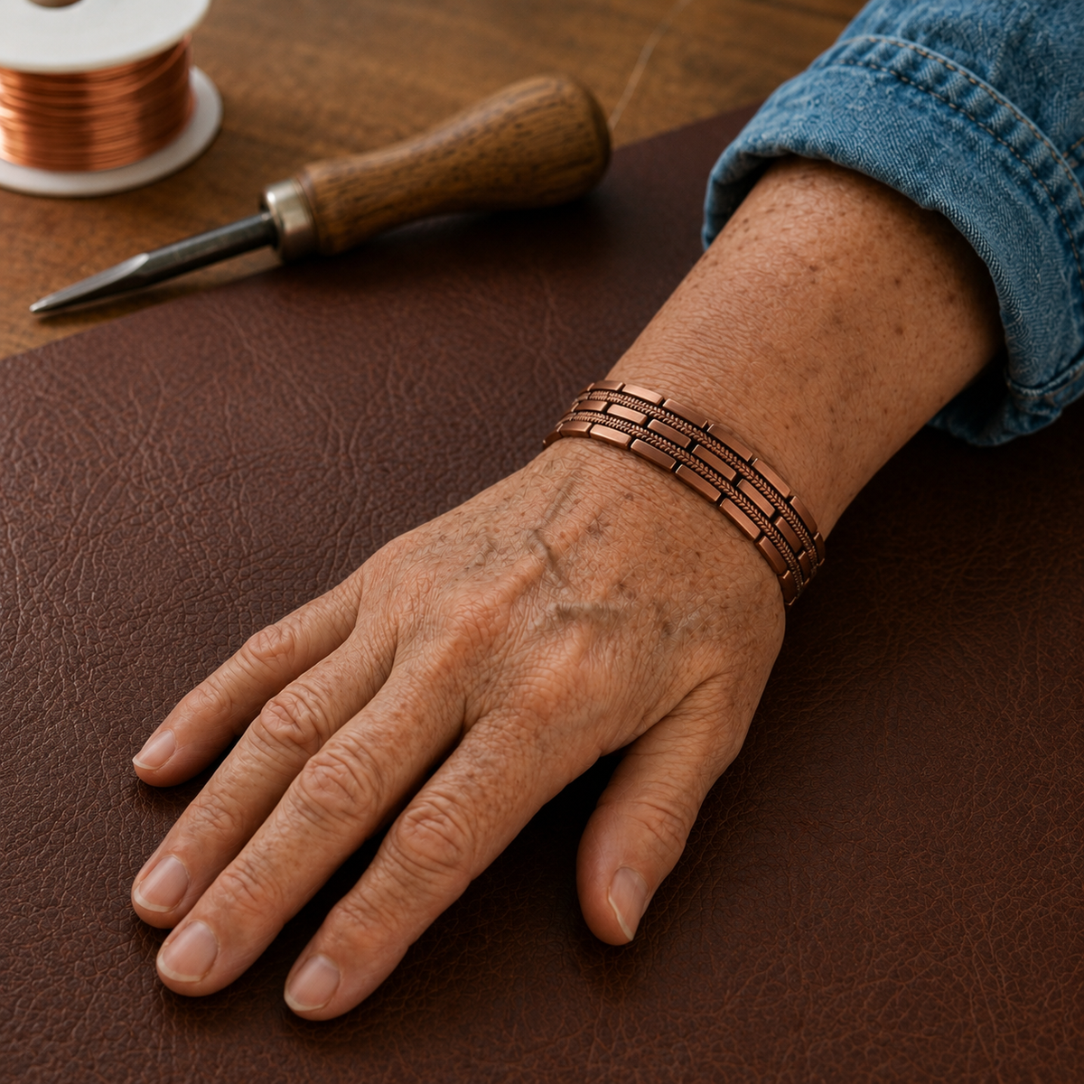 Della's Hatch Men's Copper Bracelet