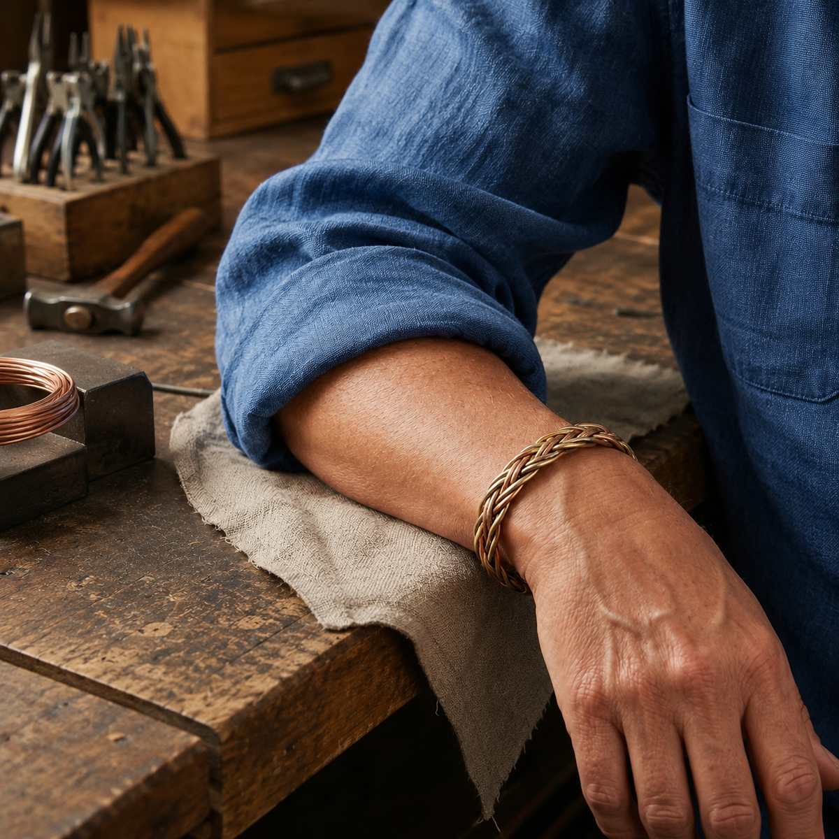 Della's Plait Copper Bracelet