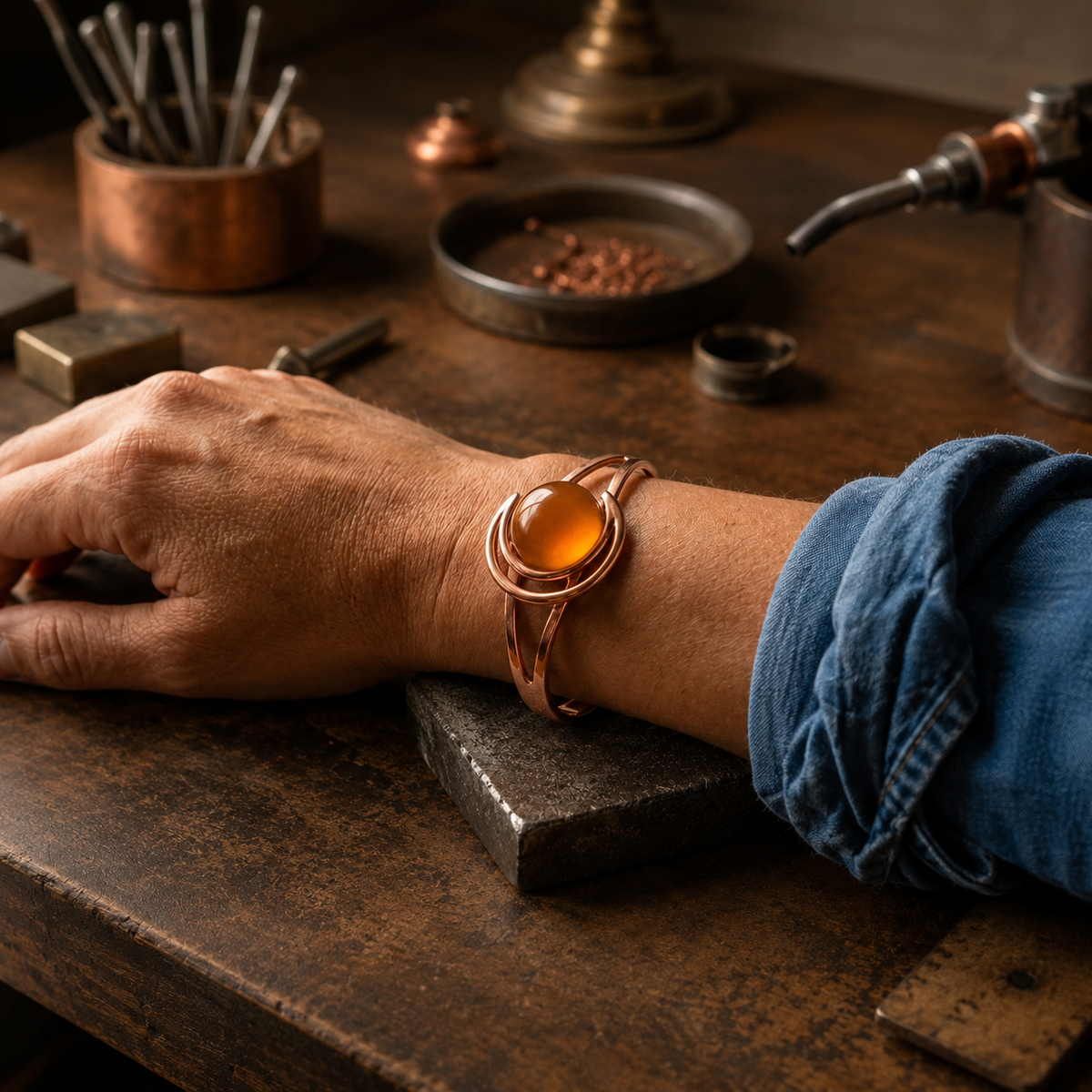 Della's Amber Copper Bracelet