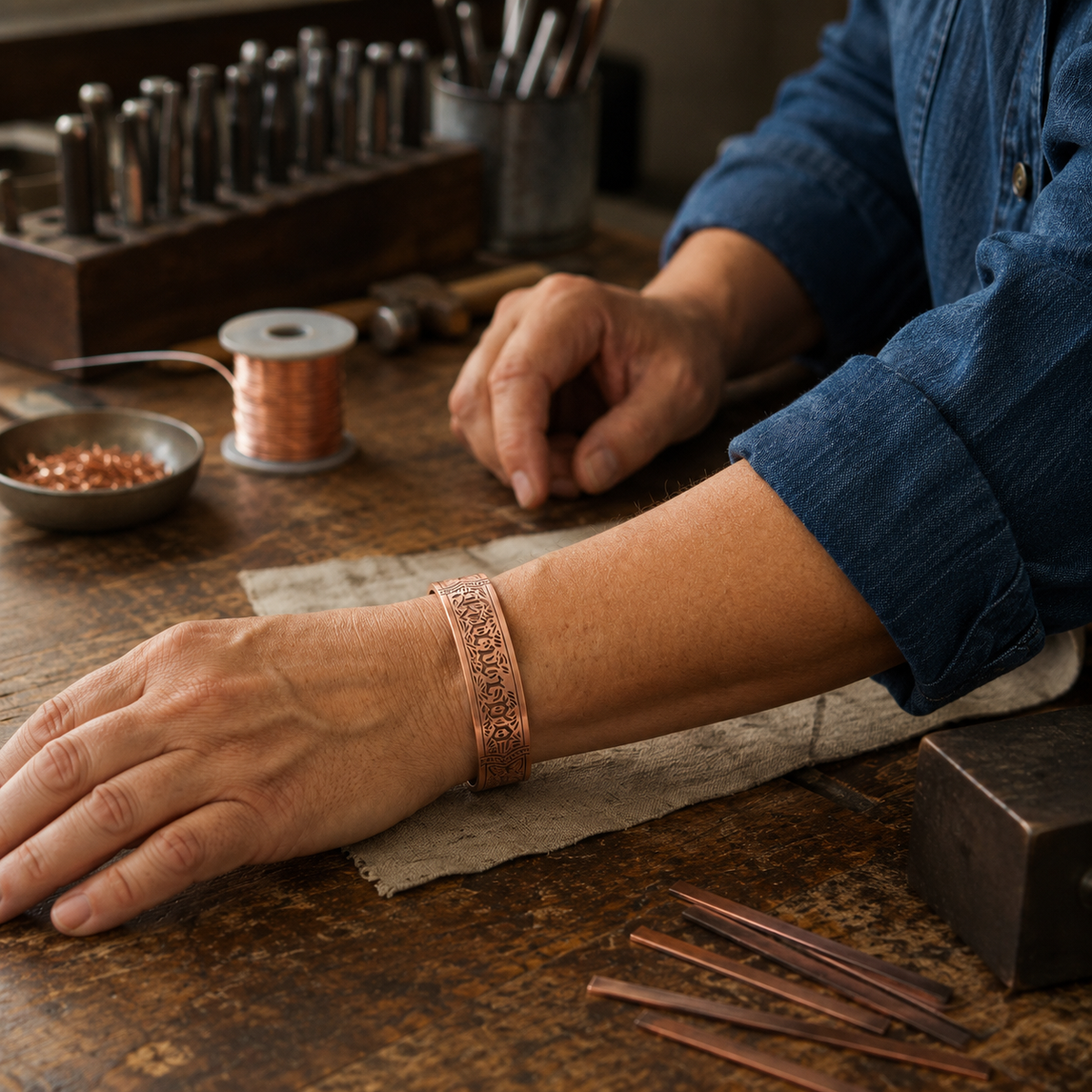 Della's Tooled Copper Bracelet