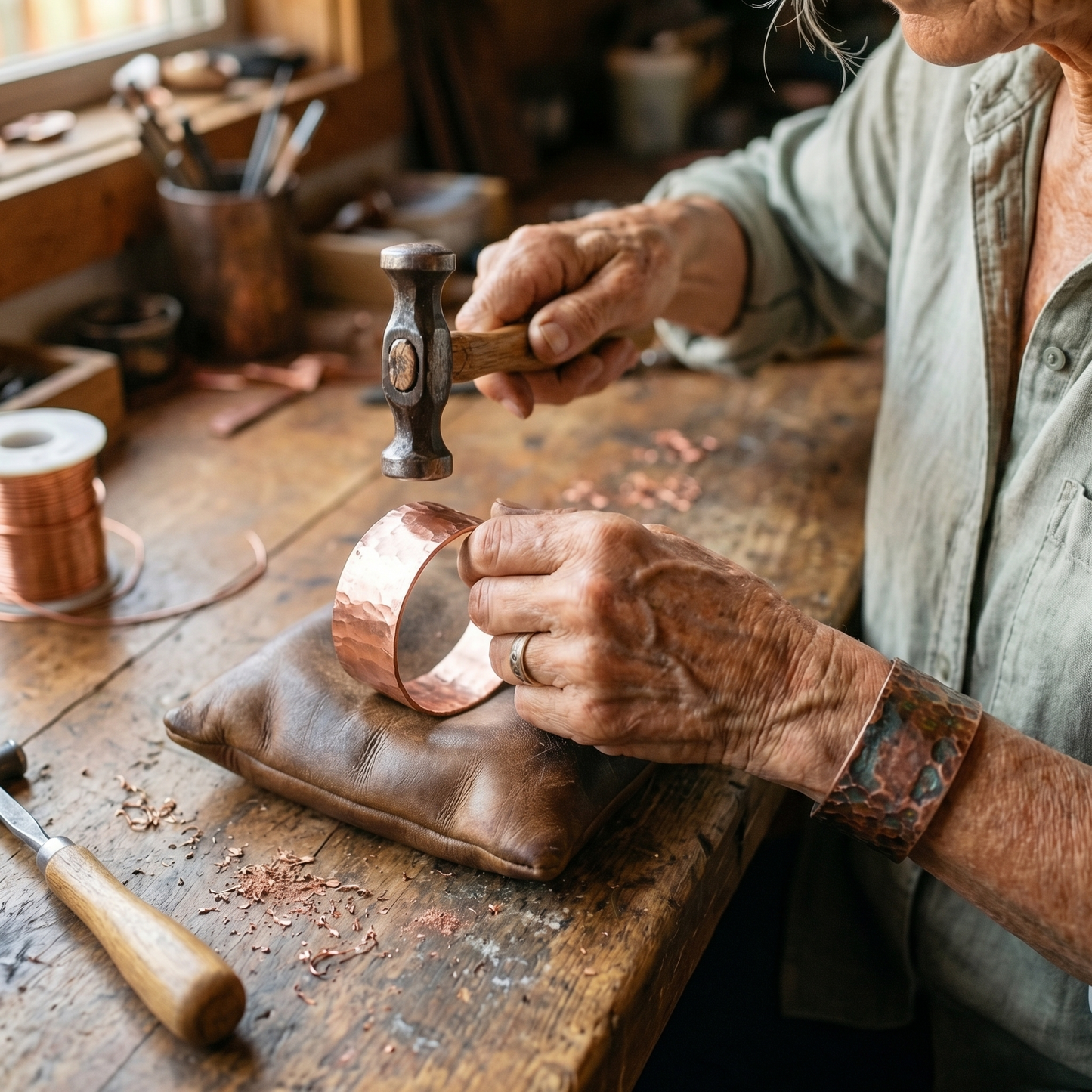 Della's Anvil Copper Bracelet
