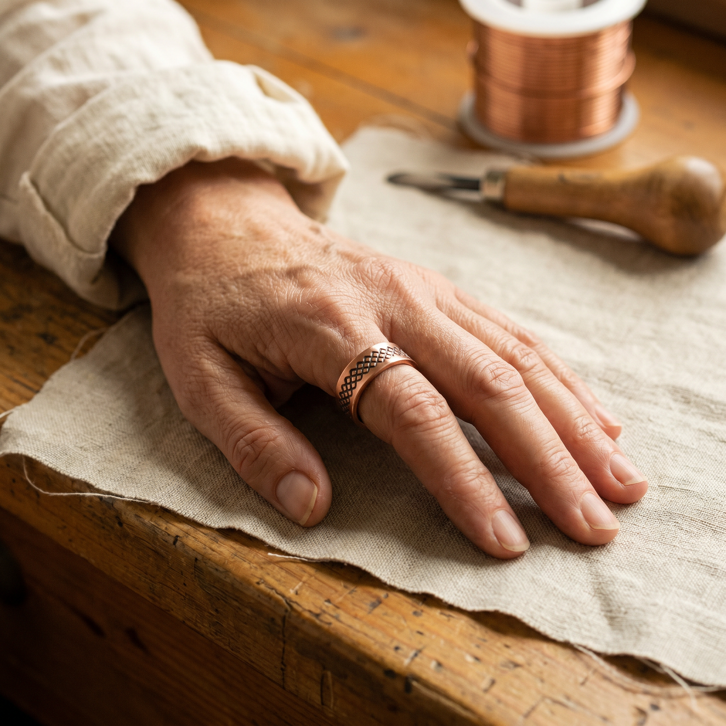 Della's Grid Copper Ring