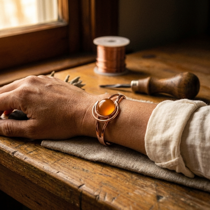 Della's Sphere Orange Copper Bracelet