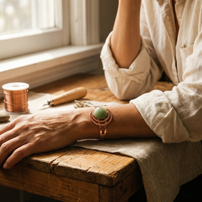 Della's Sphere Green Copper Bracelet