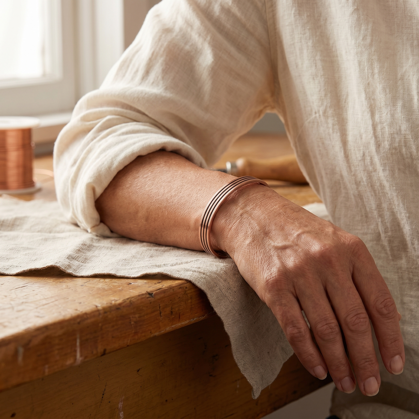 Della's Sage Copper Bracelet
